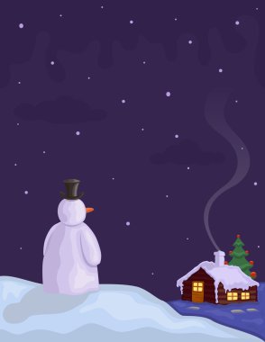 Christmas Eve with Snowman clipart