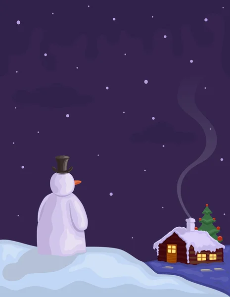 圣诞平安夜与雪人 — 图库矢量图片