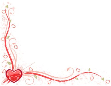 Valentine Day grungy card with red heart. Over white background. Vector illustration saved as EPS AI 8, no gradients, no effects, easy print. clipart