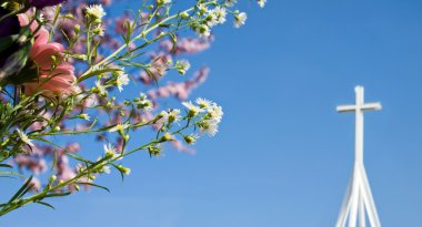 Easter resurrection - spring blossom and cross clipart