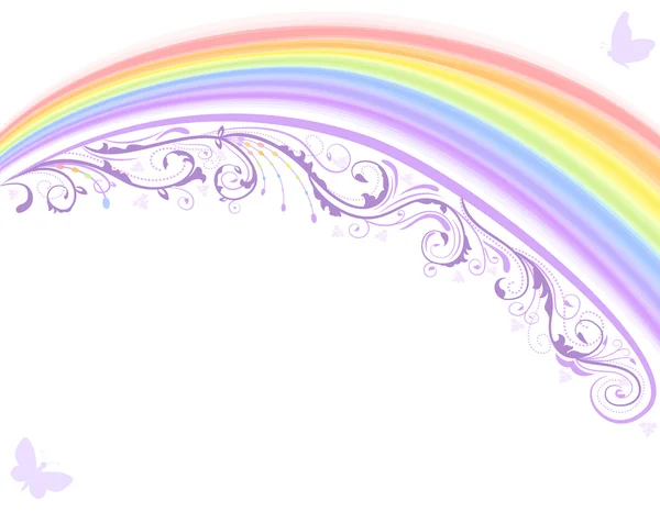 Rainbow cartão floral — Vetor de Stock