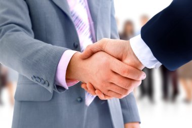 Handshake isolated over business background clipart