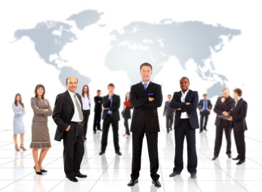 Business team with world map clipart