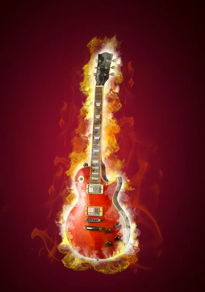 Fogo guitarra elétrica — Fotografia de Stock