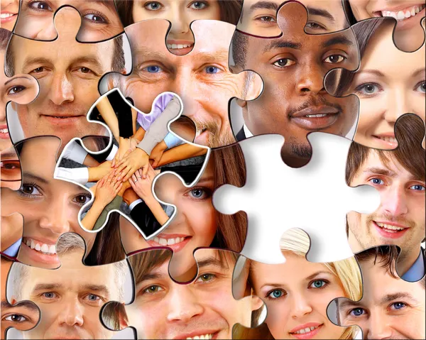 Abstract puzzle background with one piece missing — Stock Photo, Image