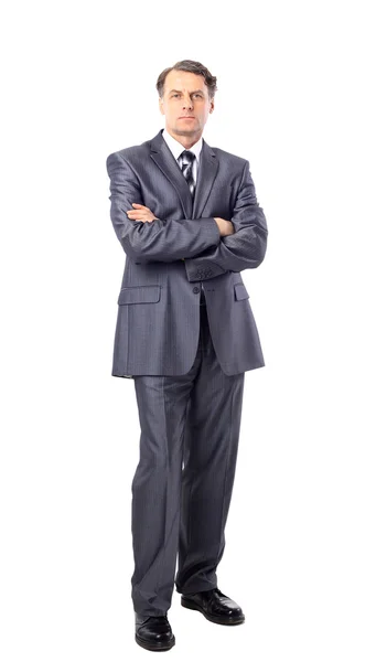 Ritratto a figura intera di uomo d'affari elegante. isolato su sfondo bianco — Foto Stock
