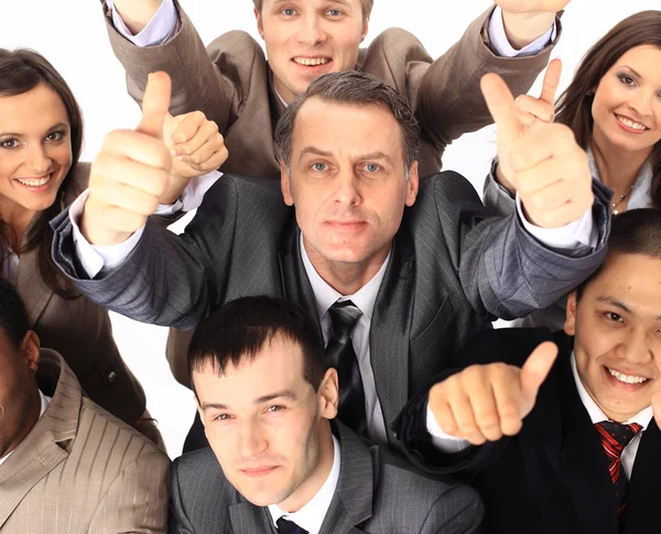 Top view of business with their hands together — Stock Photo, Image