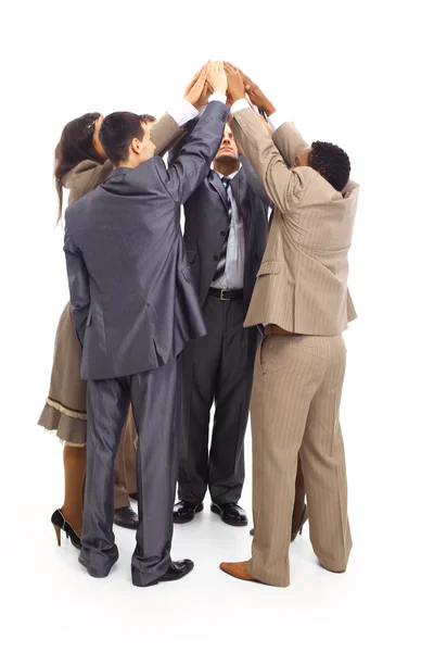 Unidade - Visão superior do negócio com as mãos juntas em um círculo — Fotografia de Stock