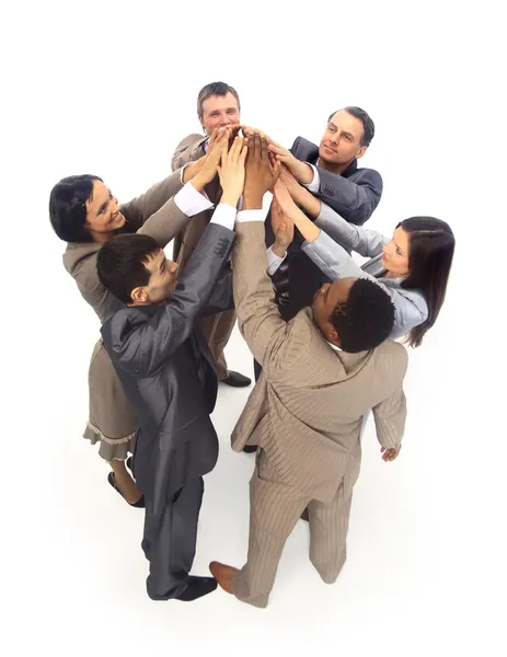 Jednota - pohled shora podnikání s rukama společně v kruhu — Stock fotografie