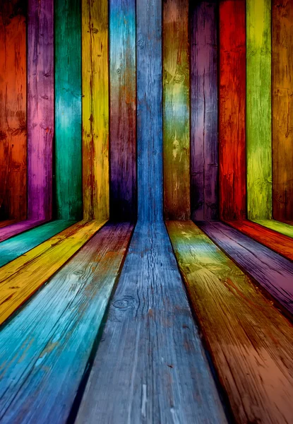 Pestrobarevné dřevěné pokoj — Stock fotografie