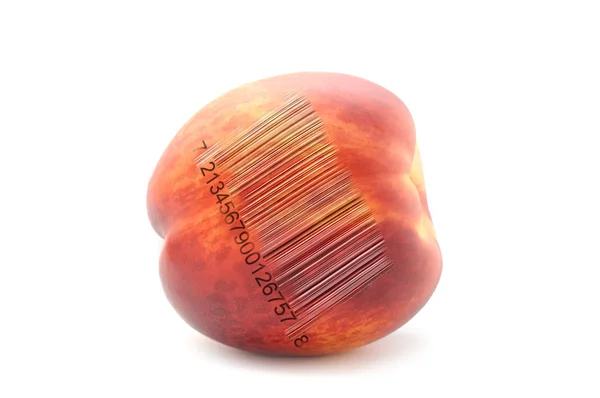 Персик з штрих-кодом — стокове фото
