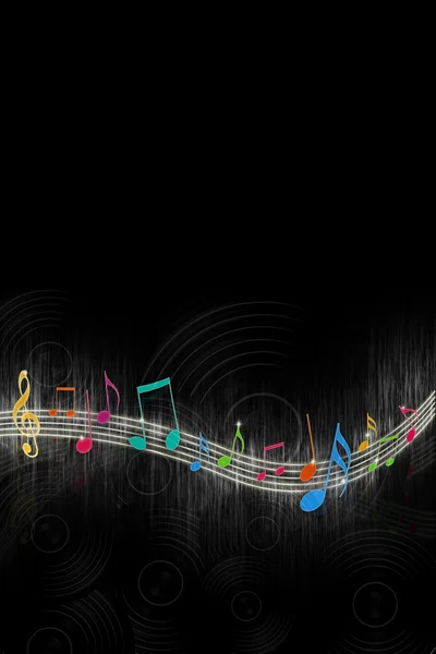 여러 가지 빛깔된의 음악 노트 — 스톡 사진