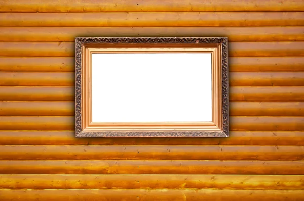 木製の壁で空白のビンテージ フレーム — ストック写真