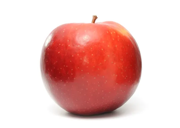 Een Glanzende Rode Appel Geïsoleerd Een Witte Achtergrond — Stockfoto