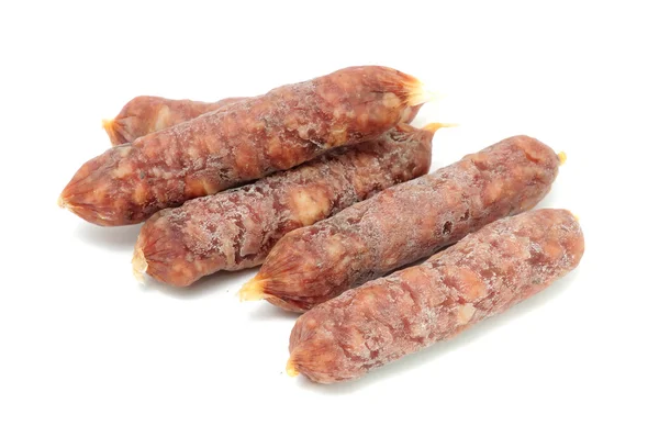 Dry Sausages Isolated White Background — Stock Photo, Image