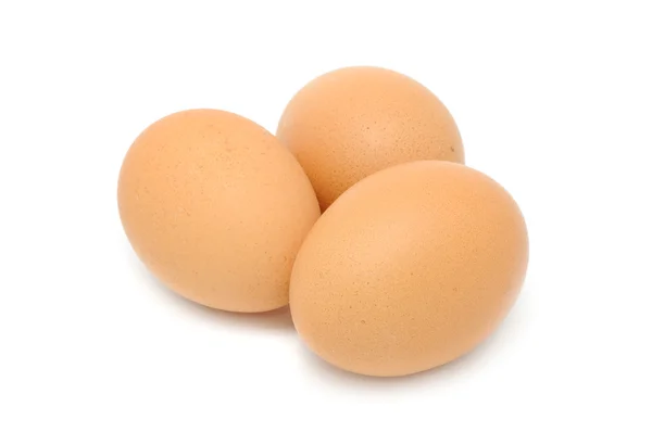 Huevos Pollo Marrón Aislados Sobre Fondo Blanco — Foto de Stock