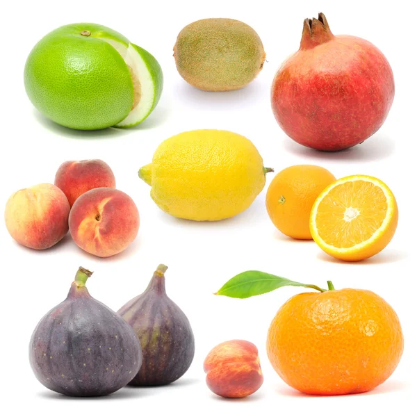 Vers fruit instellen geïsoleerd op witte achtergrond — Stockfoto