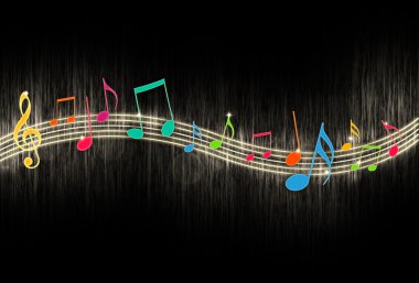 Music Notes on Black Background clipart