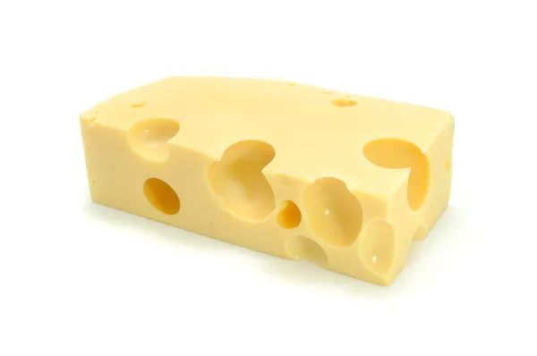Ελβετικό τυρί απομονωμένο σε λευκό φόντο — Φωτογραφία Αρχείου