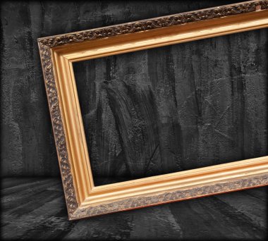 Blank Picture Frame in Dark Room clipart