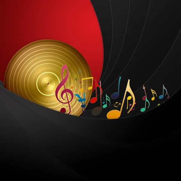 Disco d'oro e note musicali — Foto Stock
