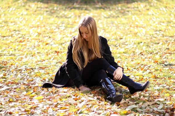 秋天公园里漂亮的年轻女子 — 图库照片