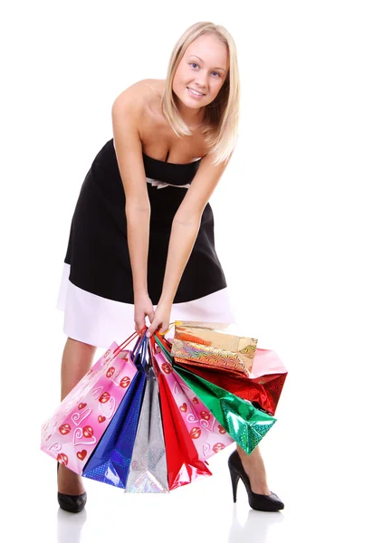 Zakupy kobieta uśmiechając się — Zdjęcie stockowe