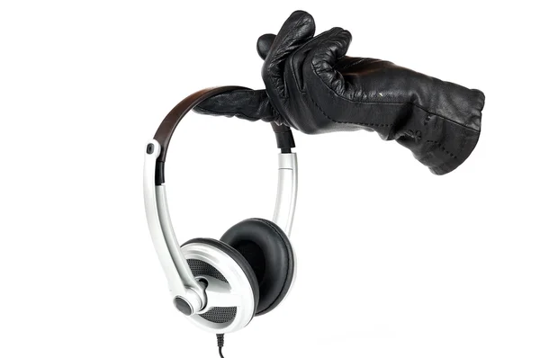 Hand Glove Holds Earpiecess — Stock Photo, Image