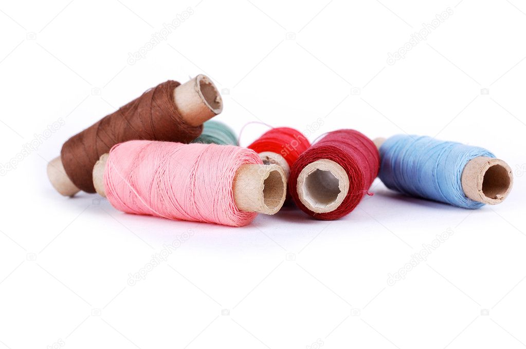 Hanks of threads on a white background