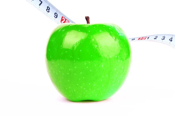 Čerstvé Zelené Jablko Bílém Pozadí — Stock fotografie