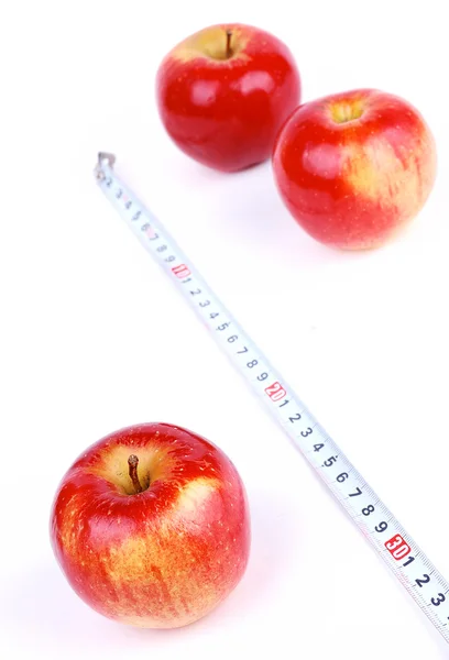 Rött Färskt Äpple Vit Bakgrund — Stockfoto