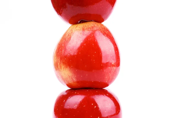 Κόκκινο Φρέσκο Μήλο Λευκό Φόντο — Φωτογραφία Αρχείου