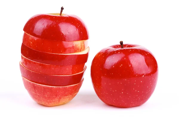 Κόκκινο Φρέσκο Μήλο Λευκό Φόντο — Φωτογραφία Αρχείου