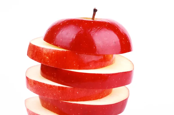 Rött Färskt Äpple Vit Bakgrund — Stockfoto