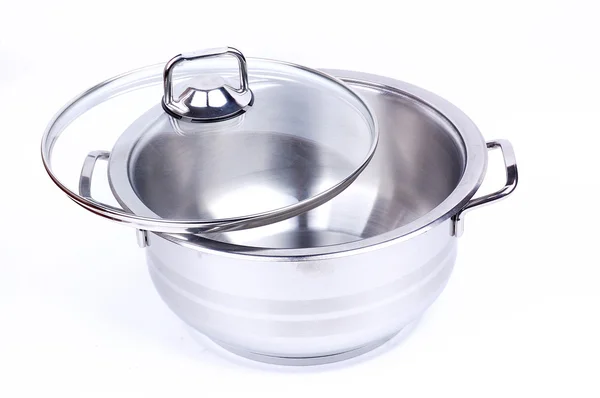 白地に金属製の鍋 — ストック写真