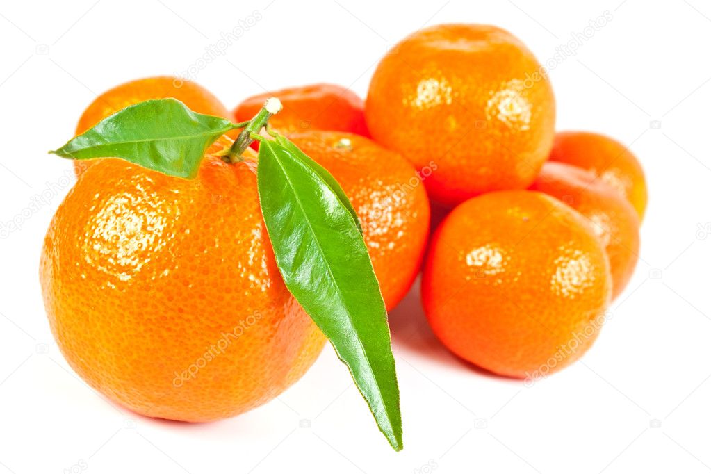 Tropical fruit. Fresh tangerine.