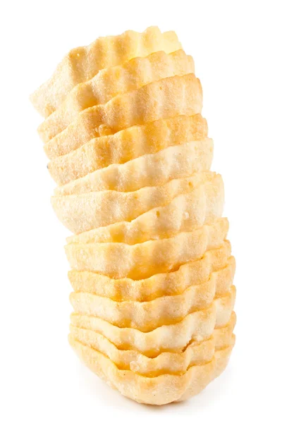 Pyramide Aus Kartoffelchips Isoliert Auf Weißem Hintergrund — Stockfoto