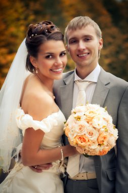 Portrait of newlyweds clipart