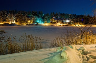 Finland town on frost gulf clipart