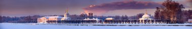 Winter panorama of Moscow estate Kuskovo clipart