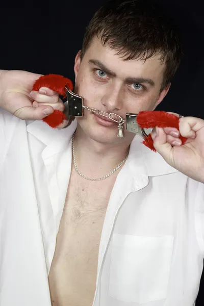 stock image Single guy with handcuffs