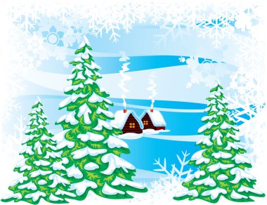 Winter landscape clipart