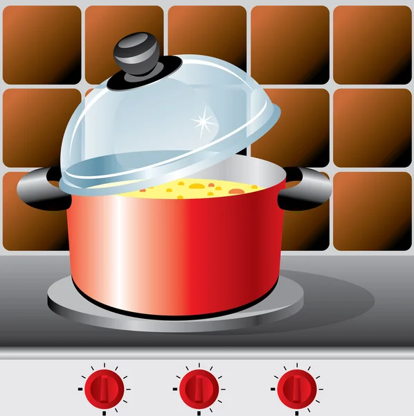 Pot avec soupe — Image vectorielle