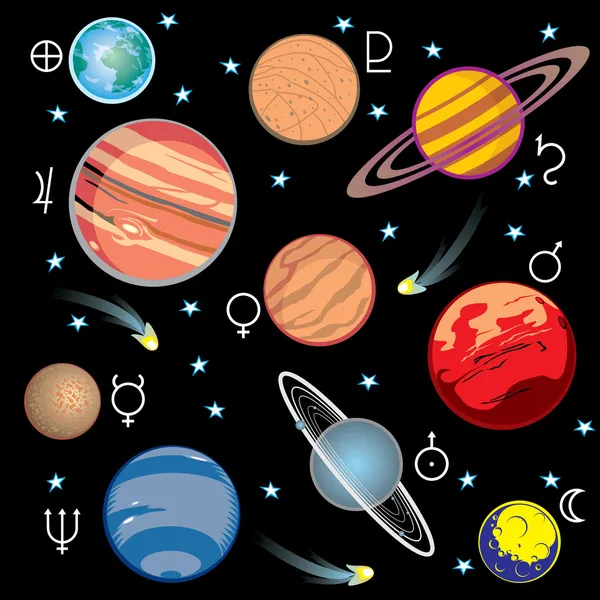 Planetas sistema solar — Vector de stock