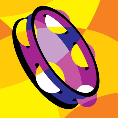 Vector image tambourine. Stylization of color overlapping forms. clipart