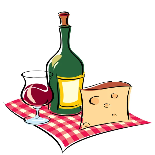 Wine and cheese — Stock Vector