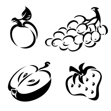 Black and white fruit clipart