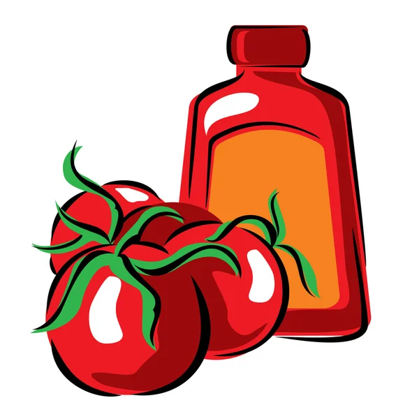 Tomato and ketchup — Stock Vector