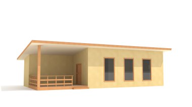 Beyaz arka plan - 3d render sarı yaz evi