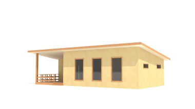 Beyaz arka plan - 3d render sarı yaz evi